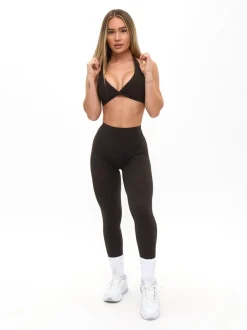 Poshknit Twist Halter Sports Bra