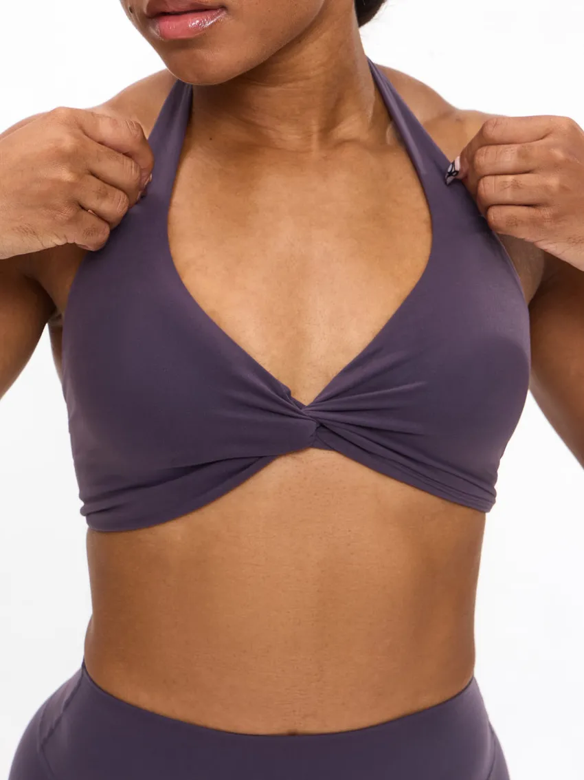 Poshknit Twist Halter Sports Bra