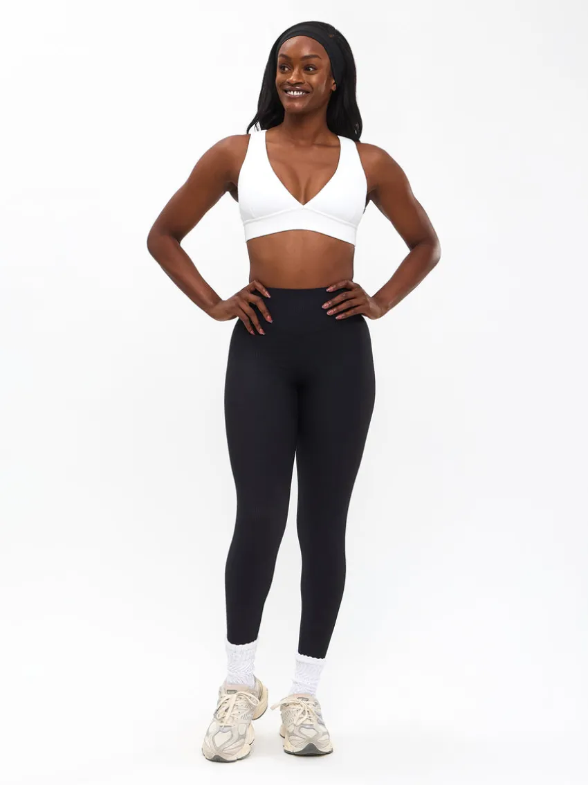 Ribbed Deep V Sports Bra